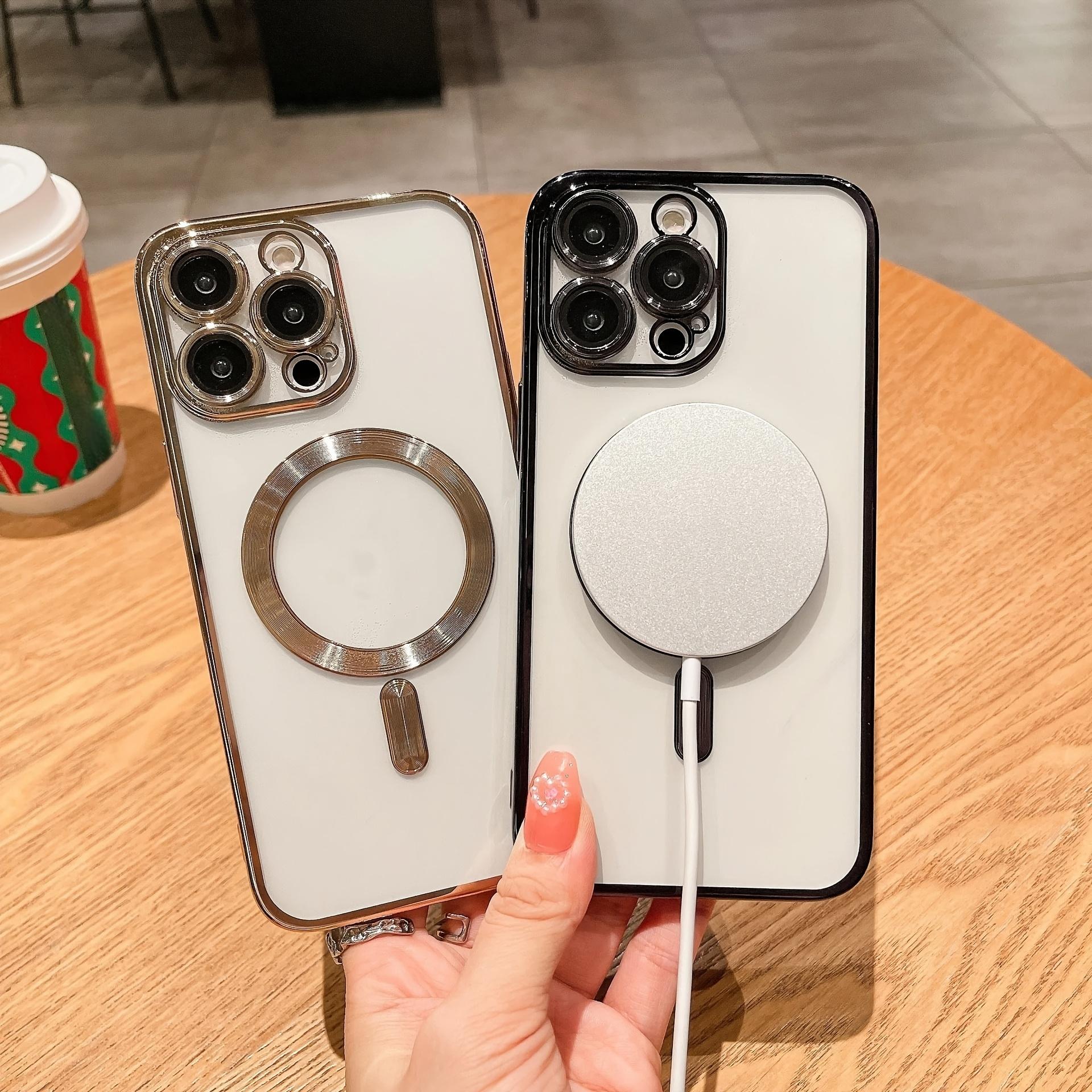 Magnetic Electroplated Protective Casing for iPhone 11/12/13/14/15/16/17 Pro Max/Plus, Transparent Soft Slim Shockproof Cover with Lens-Safe Glass Camera Protection & MagSafe-Compatible Wireless Charging Support, Smartphone, Handheld