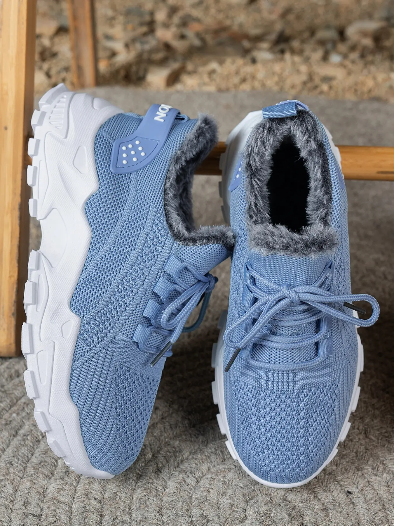 New Warm Lining Flyknit Dad Shoes for Women, Winter Thickening Anti-Slip Sole Casual Sports Shoes Non Slip Sneakers, Fall Winter Essential Height-Boosting Warmth