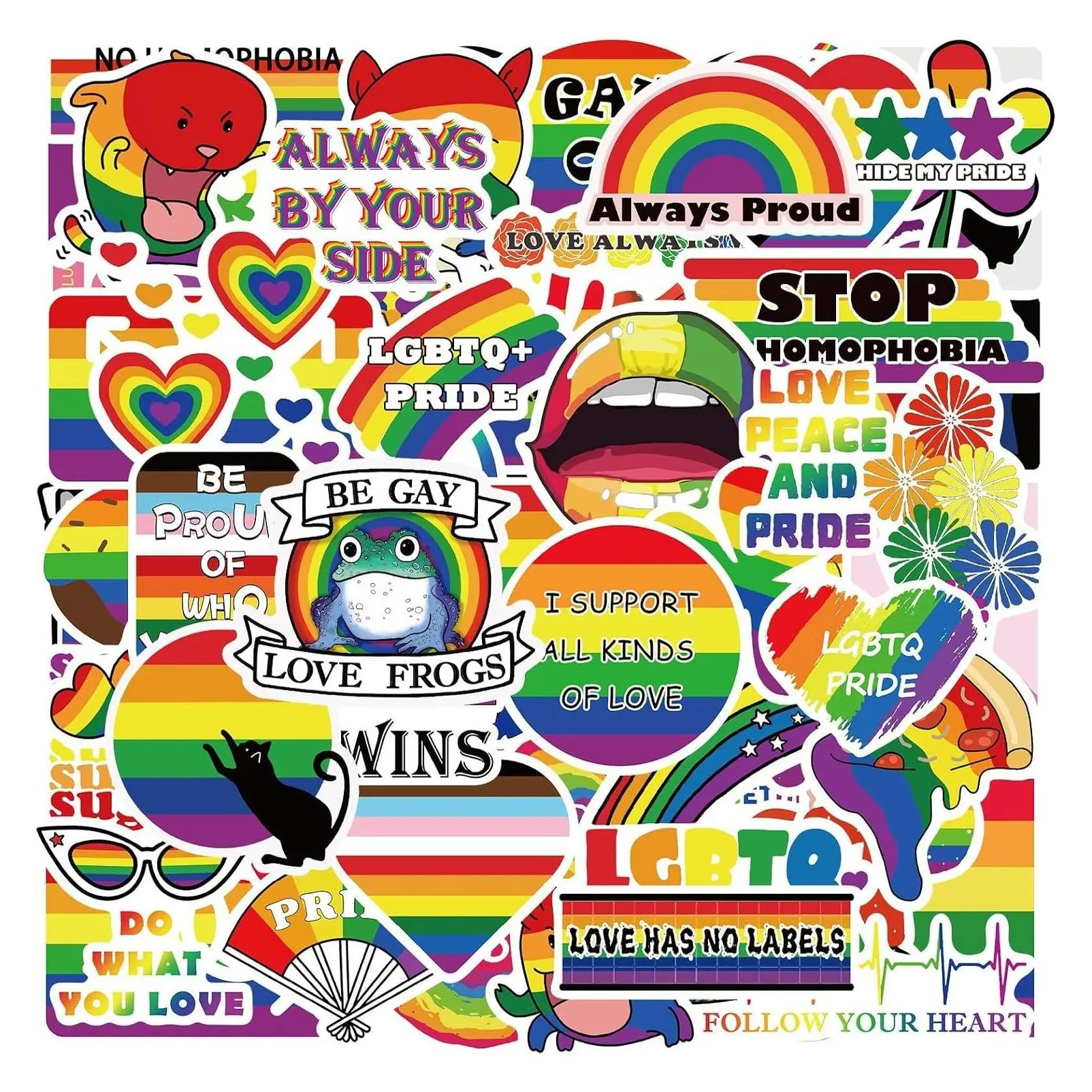 200 PCS Rainbow Pride Stickers Bulk Pack - LGBTQ Gay Pride Party Supplies, Decorations for Celebration Parades, Festivals, Home Decor AccessoriesGift