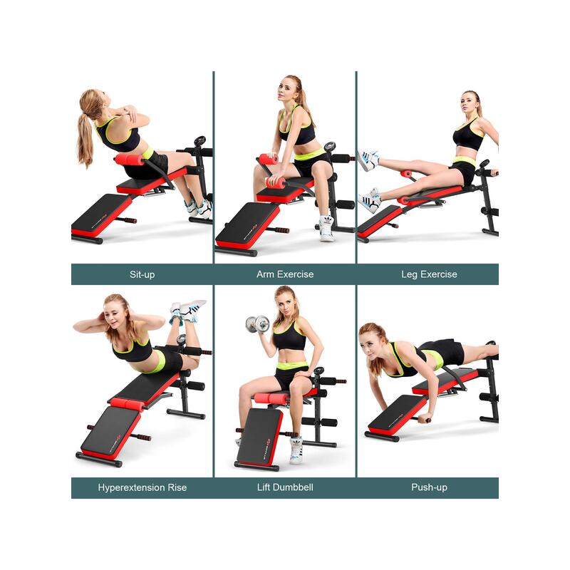 sport equipment  Goplus Multi Functional Foldable Weight Bench Adjustable Sit up Board w Monitor Red