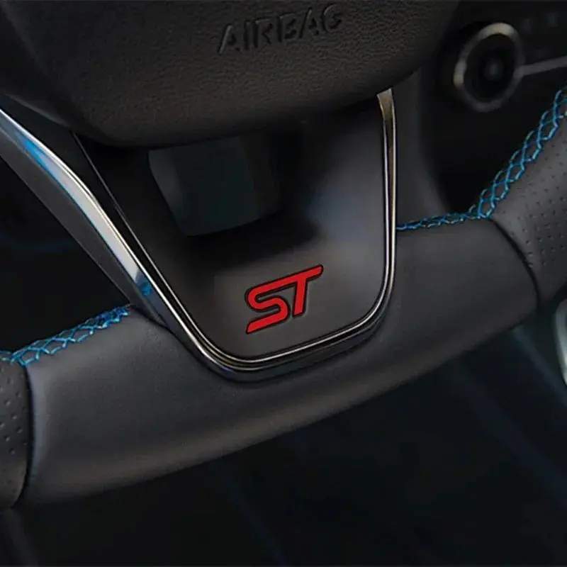 3D Metal ST Letters Car Steering Wheel Emblem Badge Sticker for Ford ST Fiesta Focus Edition KUGA Mondeo Focus X 2 3
