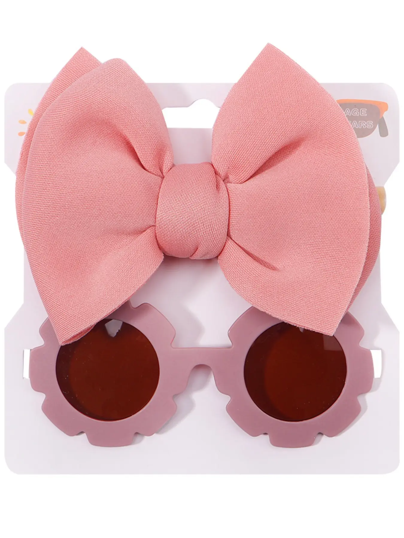 Sun Lens Headband Set, Fashion Cartoon Sunglasses, Space Cotton Knot Solid Color Headband, Sporty Style, All Seasons, Plain Pattern