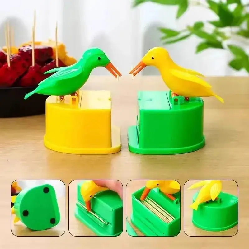 Little Bird Toothpick Storage Box Dispenser Automatic Push-type Toothpick Holder Table Decoration Holder