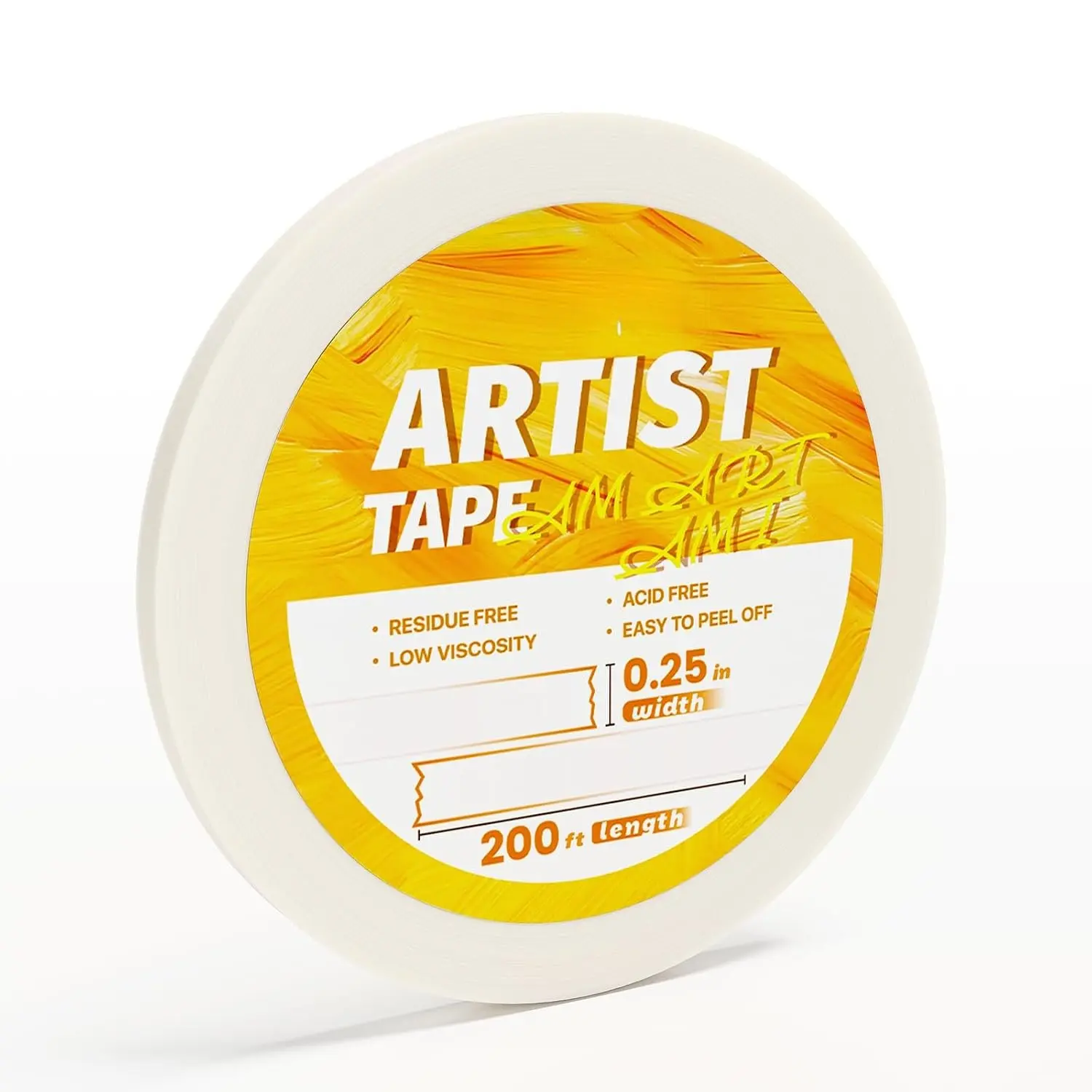 Artist Tape for Watercolor Paper, 1/4 inch Wide 200FT Long | For Masking, Painting and Crafting, White Art Tape, Acid Free, Low Tack