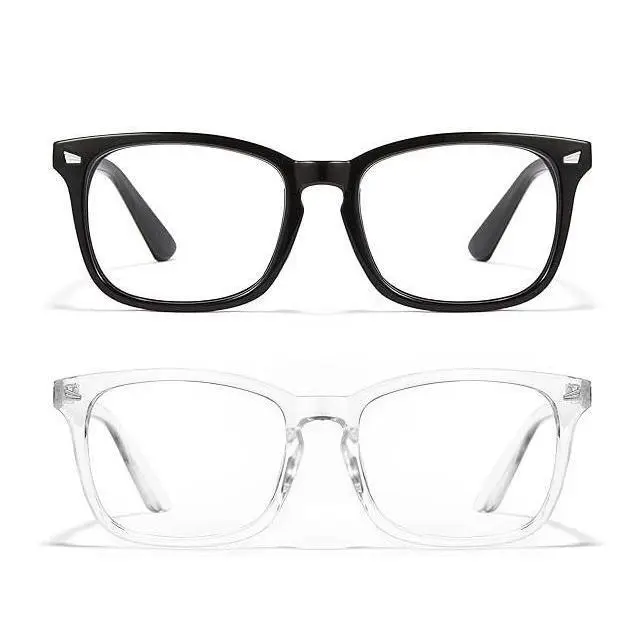 2026 New Full Rim Square Frame Eyewear - Plastic Bluelight Glasses for Men, Clear Lenses for PC, Gaming, TV and Phone Use, Fashion Eyewear