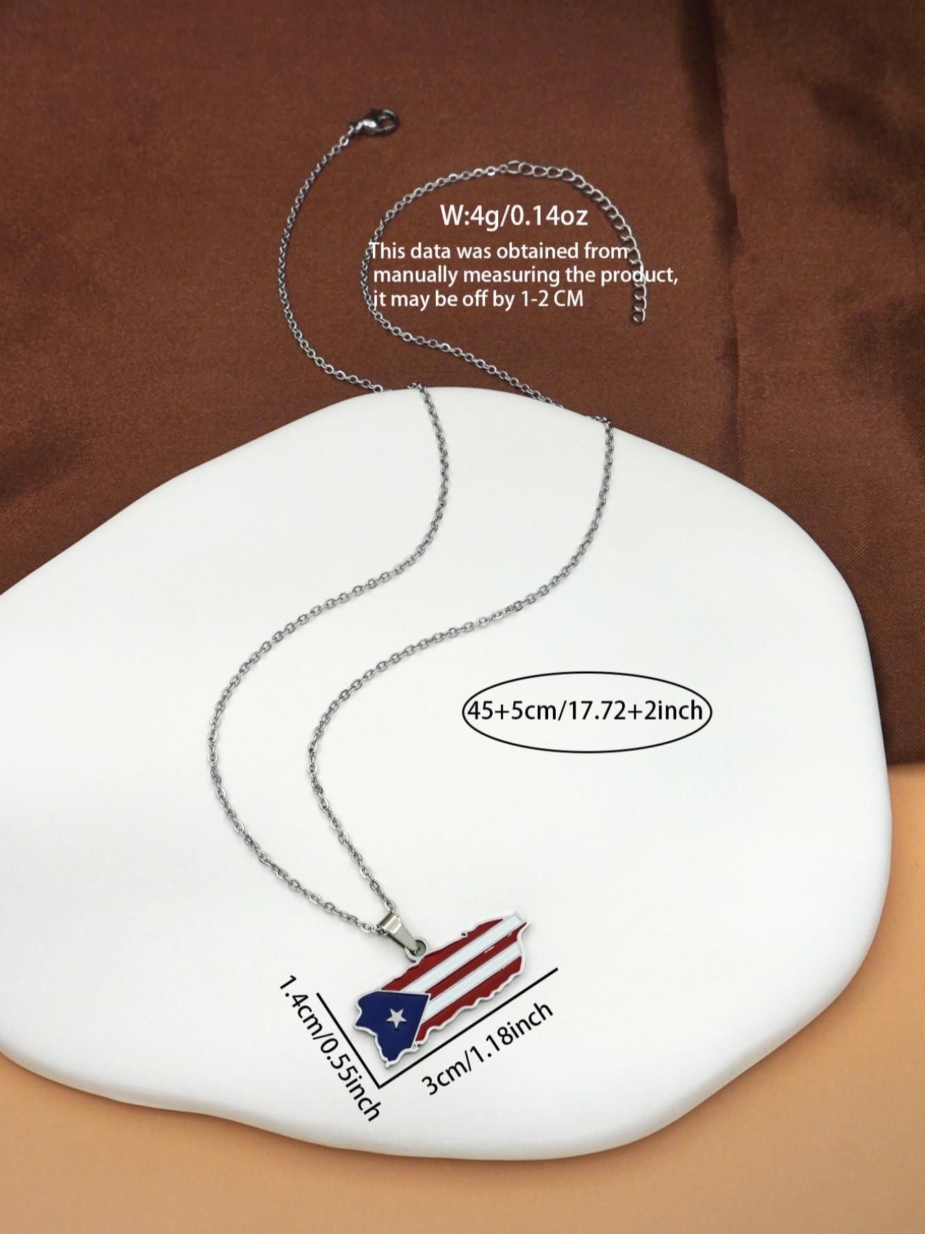 Fashion Stainless Steel Flag Design Charm Necklace, Punk Streetwear Women Matching Necklace, Hip Hop Matching Vintage Jewelry, Stainless Steel Craftsmanship, Streetwear Accessory, Streetwear Statement Jewelry, Boho Style Jewelry