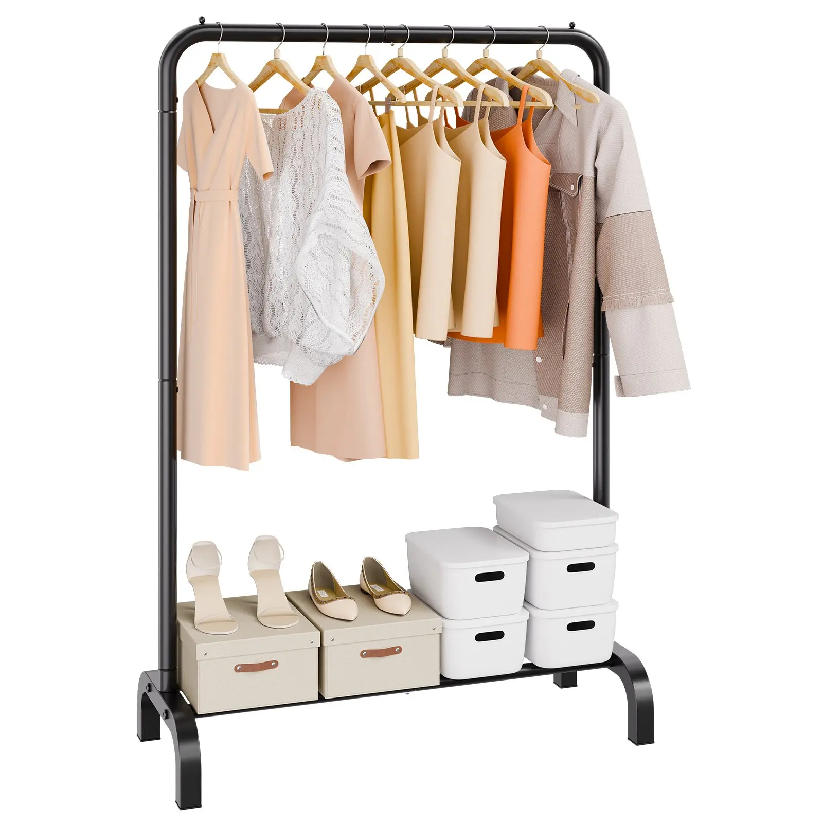 【Summerfinds】VEVOR Clothes Rack, Heavy Duty Clothing Garment Rack with Hanging Rod and Bottom Storage Area, Clothing Rack for Bedroom Guest Room