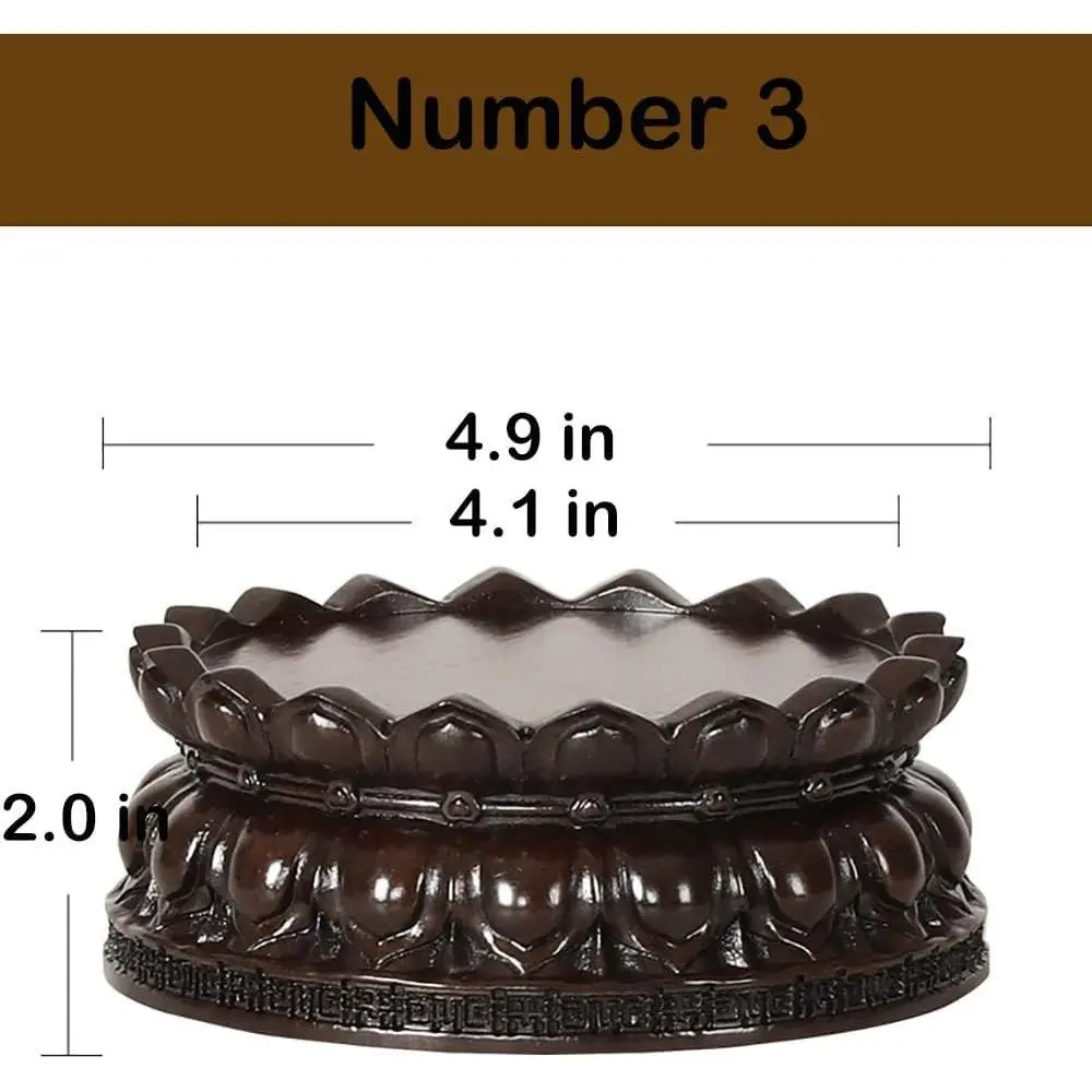 Round Carved Ebony Lotus Pedestal Buddha Statue Sculpture Base | Wooden Craft Display Stand, Circular Craft Ornament Display Stand