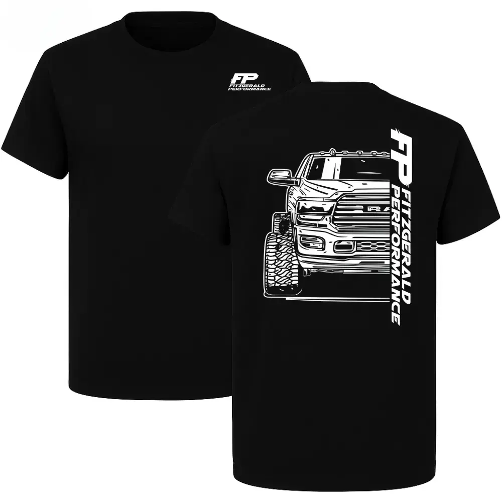 FP Fitzgerald Performance Pickup Truck Double-Sided Graphic T-Shirt, Soft Cotton Blend Short Sleeve Diesel Performance Apparel Unisex Tee For Men & Women, Perfect Holiday Gift For Diesel Truck Enthusiasts