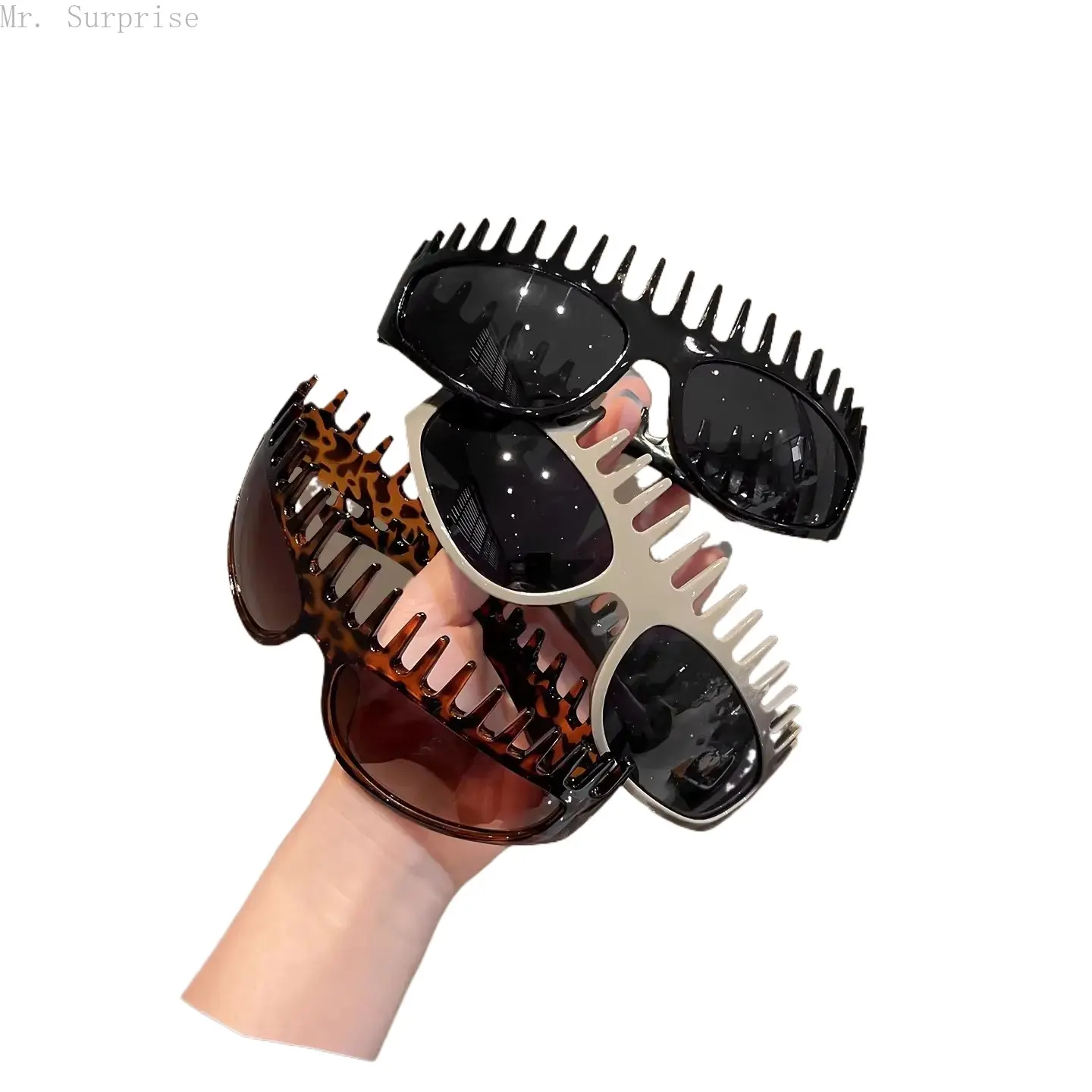 Unisex 3-Pack Dual Use Sunglasses with Spike Headband - Rectangle Spiked Frame, Plastic Body, UV400 Protection, Lightweight Edgy Eyewear, Male/Festival Fashion Accessory, Photoshoot/Street Styling, Hairband