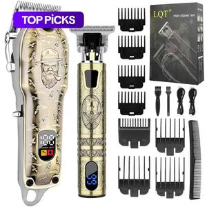 professional lcd digital display hair clipper & trimmer set for men, cordless rechargeable grooming kit with 2000mah lithium battery, barber haircut & carving kit, barber equipment, durable clippers, hair cutting machines, adjustable blade clippers