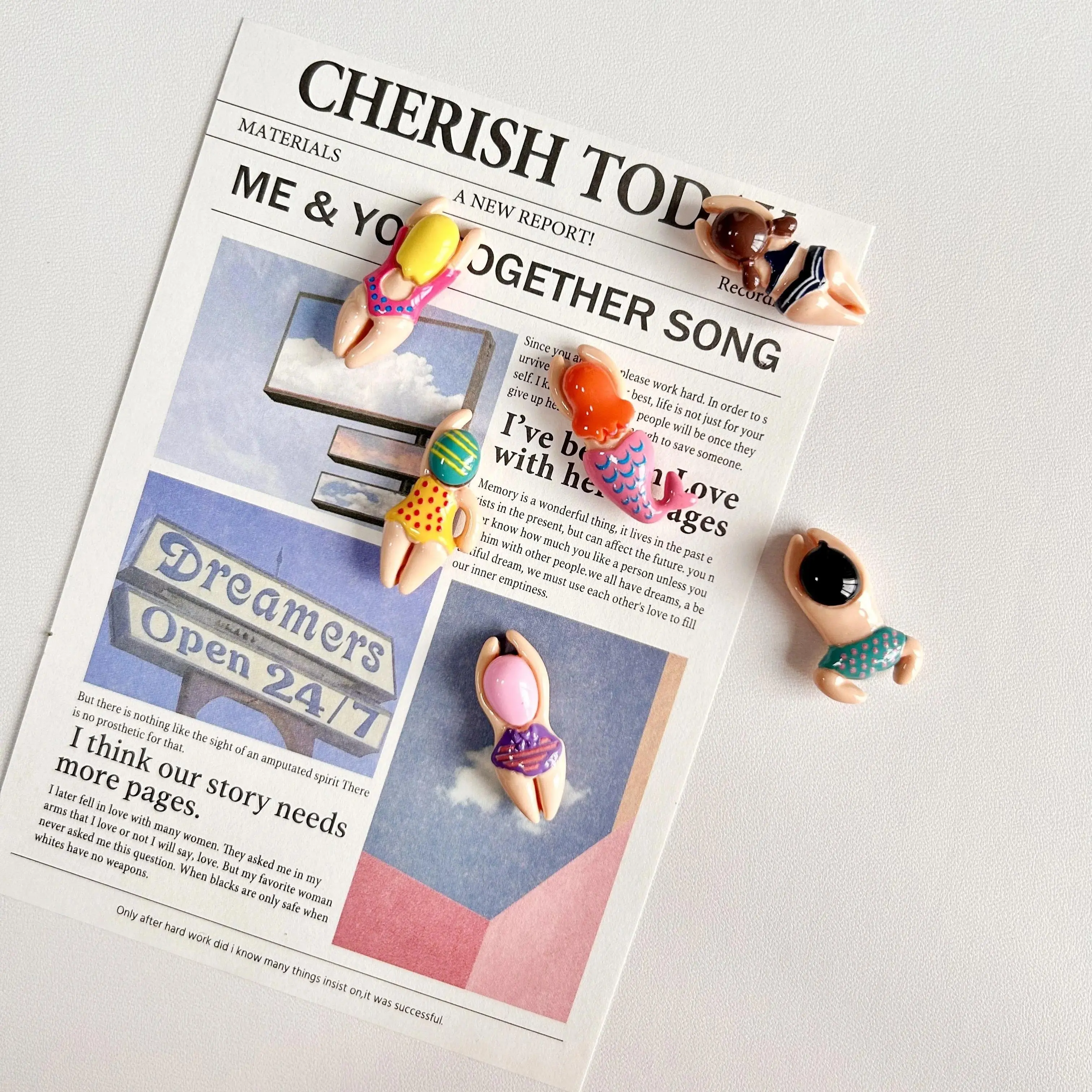 6pcs Super Cute Beach Swimming Decorative Refrigerator Magnet