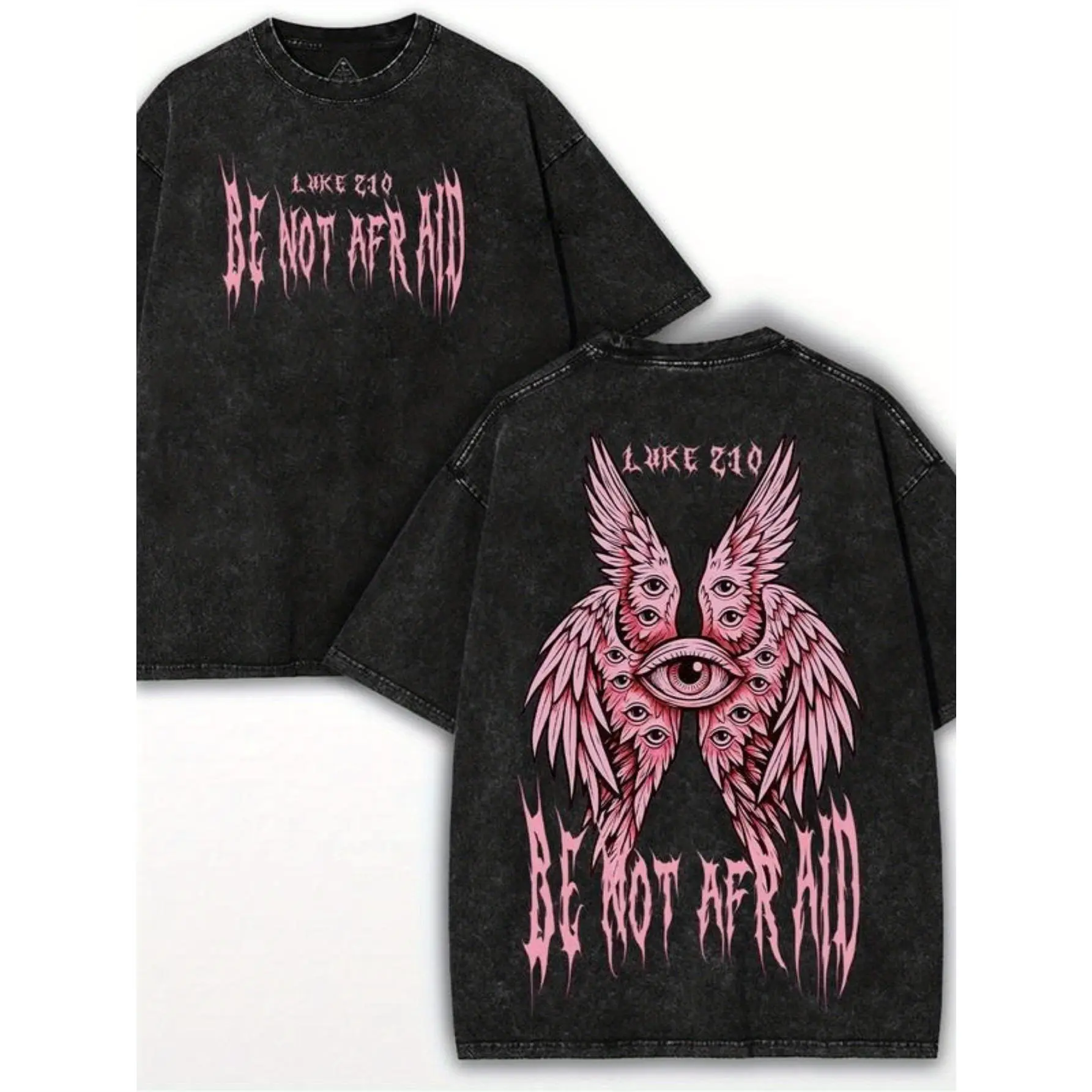 Men'S Heavyweight 100% Pure Vintage T-Shirt Featuring Eye Wings And Luke 210 Graphic Print, Loose-Fitting Street Style Short-Sleeve Shirt in Y2K Drip Style, Machine Washable Casual Summer Top