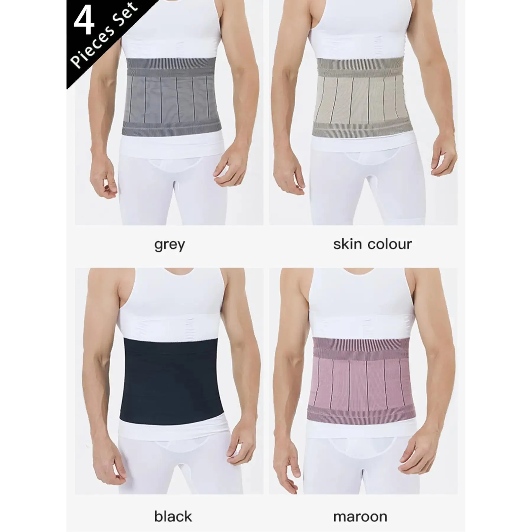 Men's Elastic Waist Wrap, Breathable Stretch Abdominal Band, Lightweight Seamless Waistband for Sports and Everyday Wear