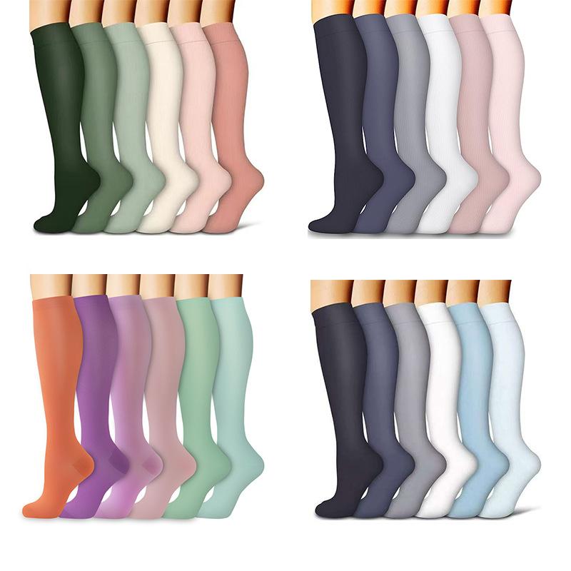 6-Pack Compression Socks – Unisex Calf Sleeves, Boost Stamina for Running, Training & Fitness Floral Pattern Compression Knee-High Socks pression circulation-best support Moisture-Wicking