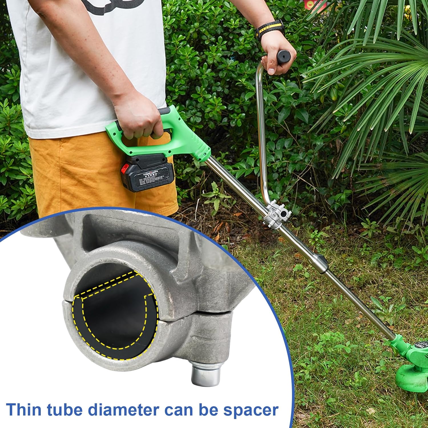 String Trimmer Handle Grip Trimmer Handle  Trimmer Grip Weed Eater Handle Extension with Bracket Clamp Weeder Handle Lawn Trimmer Handle Grip ()