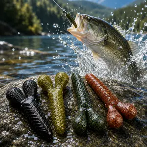 7PCS Shrimp Soft Plastic Worm Fishing Lures, Lead Free Drop Shot Bait With Lifelike Action, Finesse Fishing Lure For Bass, Crappie, Trout And Panfish, Freshwater And Saltwater Fishing Gear For Kayak Fishing, Pond Fishing And Lake Fishing
