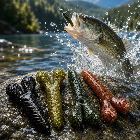 7PCS Fishing Lure Set, Lead-Free Soft Plastic Shrimp Worm Bait with Shrimp-True Action, Compact Size Outdoor Fishing Equipment, Finesse Gear for Bass, Pond & Lake Ready Freshwater Use