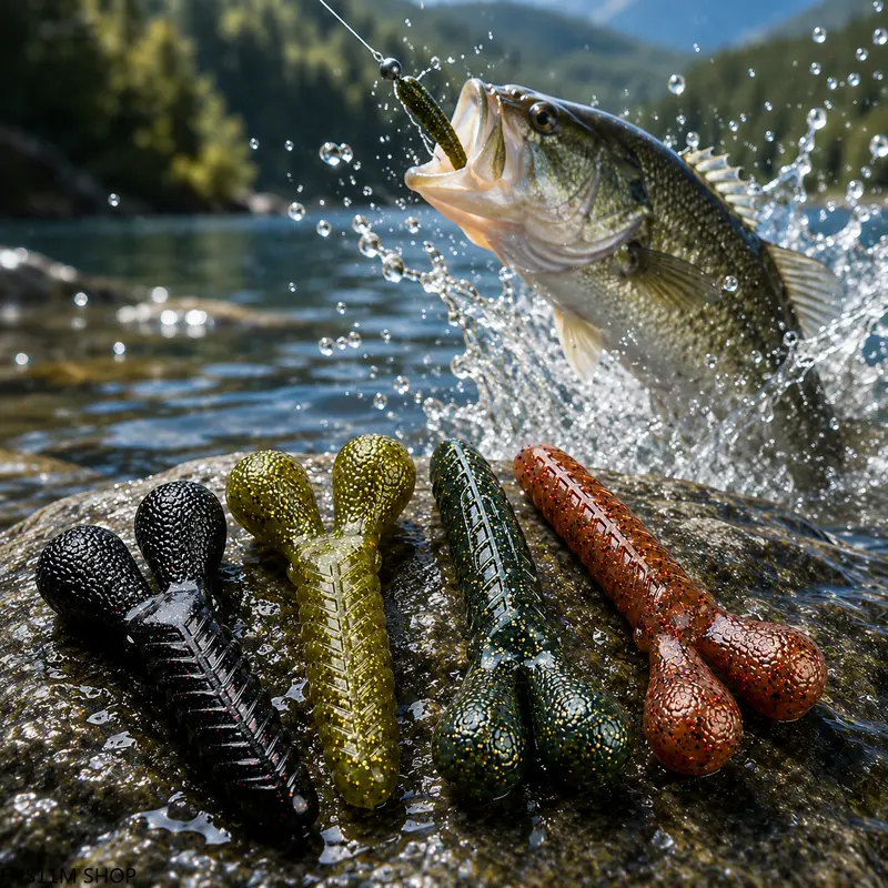 7PCS Fishing Lure Set, Lead-Free Soft Plastic Shrimp Worm Bait with Shrimp-True Action, Compact Size Outdoor Fishing Equipment, Finesse Gear for Bass, Pond & Lake Ready Freshwater Use