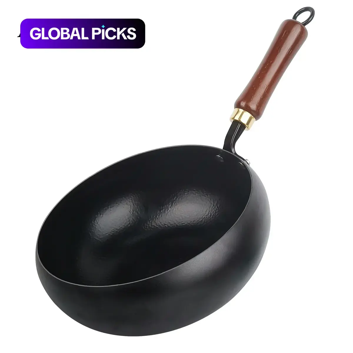 ABKOK Large Capacity Wrought Iron Wok, Nonstick Frying Pan with Glass Lid, Cast Iron Skillets, Kitchen Pans, Kitchen Cookware for Gas Electromagnetic Universal