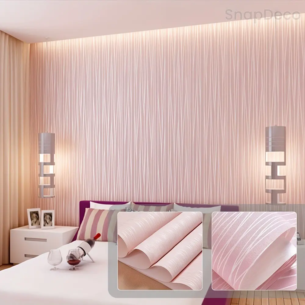 Luxury Modern Curved Stripe Self-Adhesive Wallpaper, Striped Thick Non-Woven Wallpaper, Peel-And-Stick for Living Room Decor