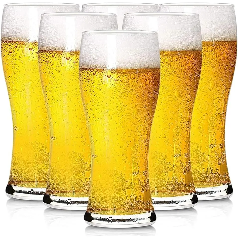 6 Pack 16oz Pilsner Beer Glasses, Bar Glassware, Drinking Glasses for Home Kitchen & Entertainment