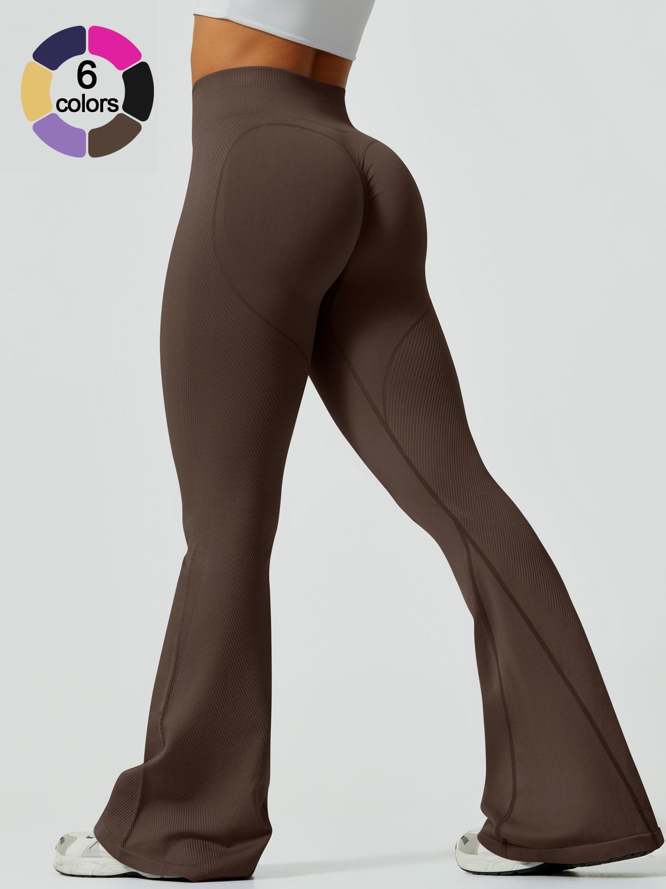 Women's Solid Color Flare Leg Sports Leggings, Comfy Breathable High Waist Bell Bottom Yoga Leggings, Ladies Sportswear for Indoor Outdoor Wear, Flared Yoga Bottoms