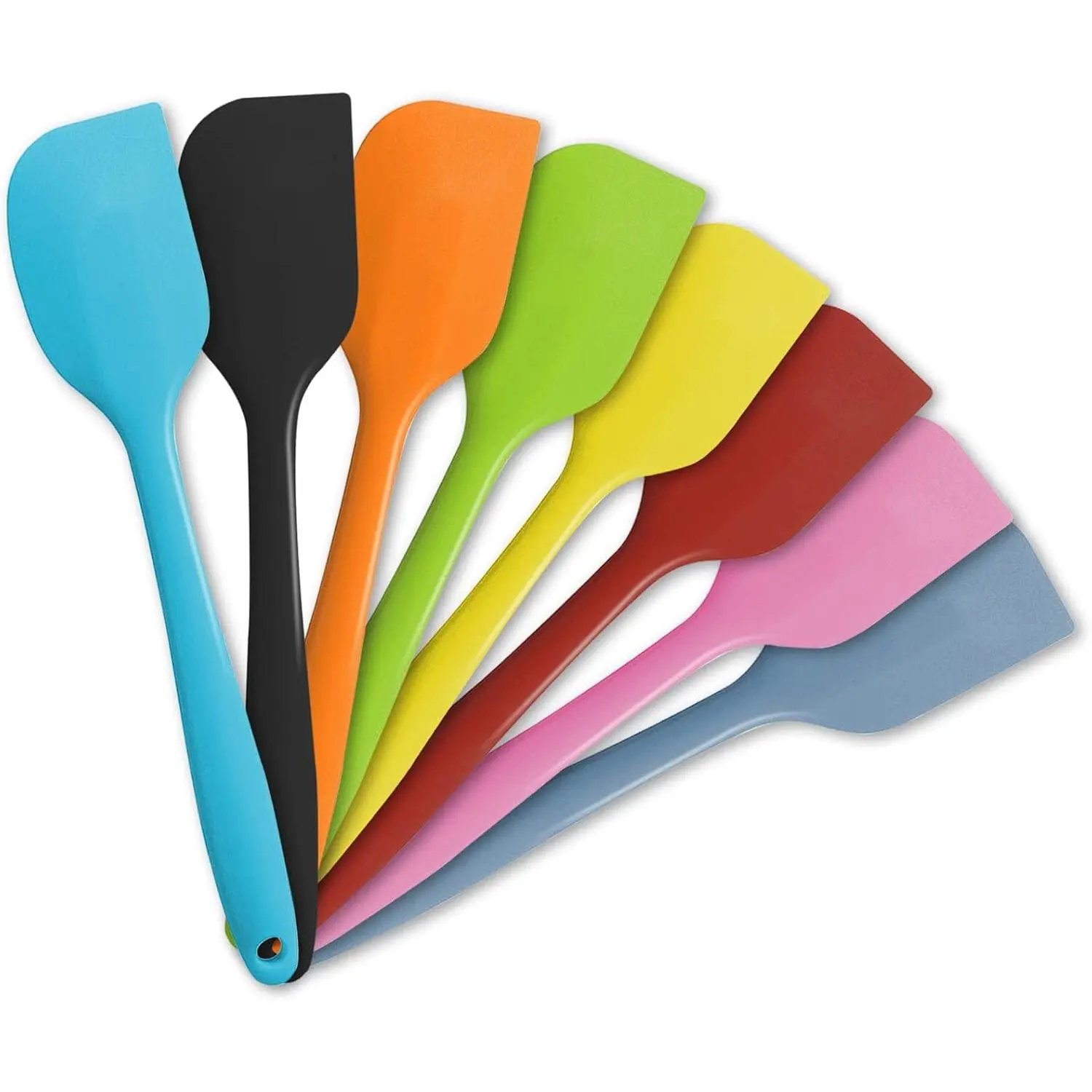 8-Piece Heat Resistant Heatproof Spatula Set - Non-Stick Rubber Kitchen Utensils for Cooking, Baking, Mixing, Multicolor
