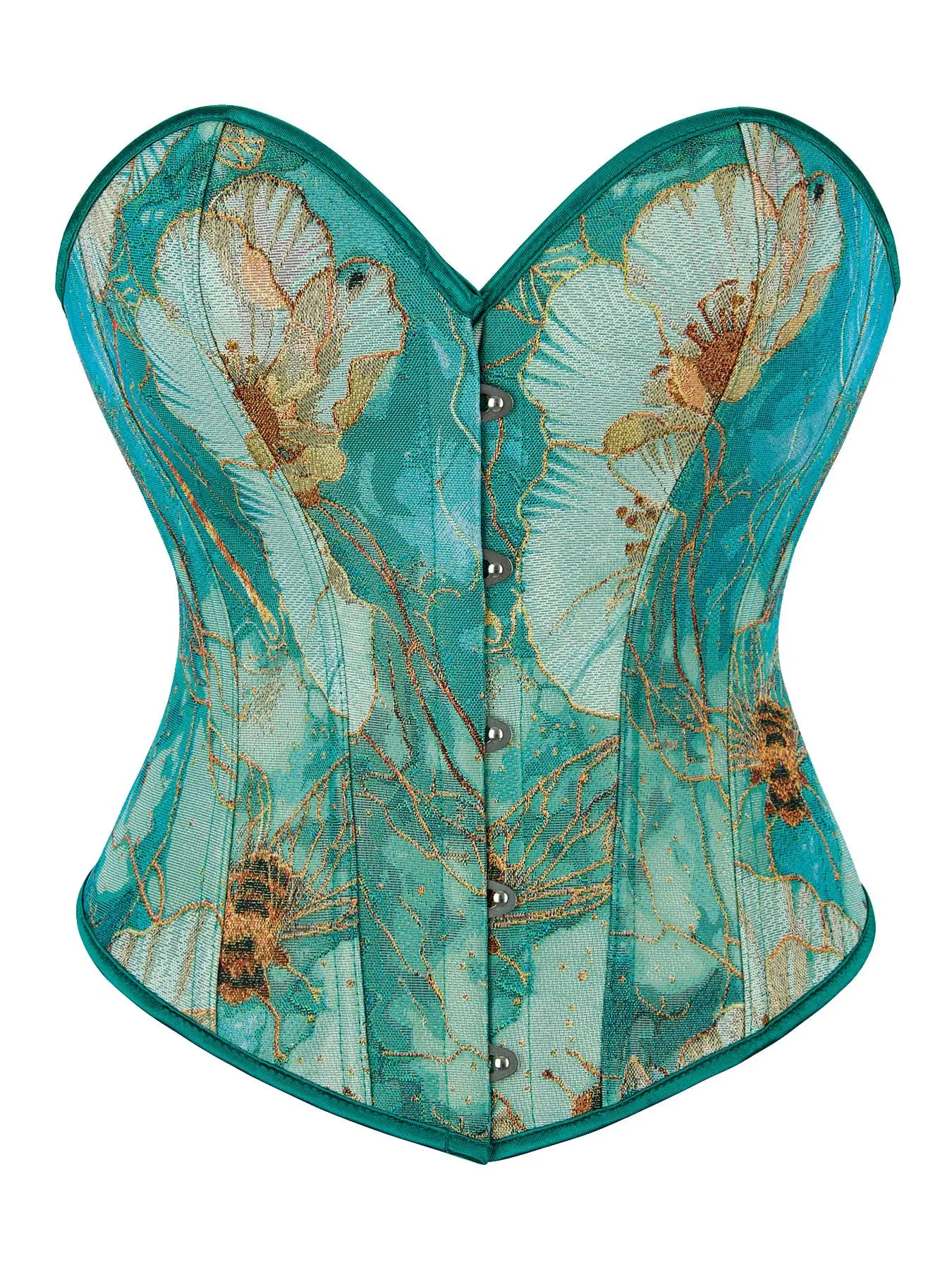 Women's All Over Print Bustier, Corset Bustier Bandeau, Tummy Control Waistband, Lady Floral Jacquard Fabric Corset with Bone, Waist Trainer Corset, Tummy Tuck Garment, Autumn Shapewear Top, Corset Waist Shaper