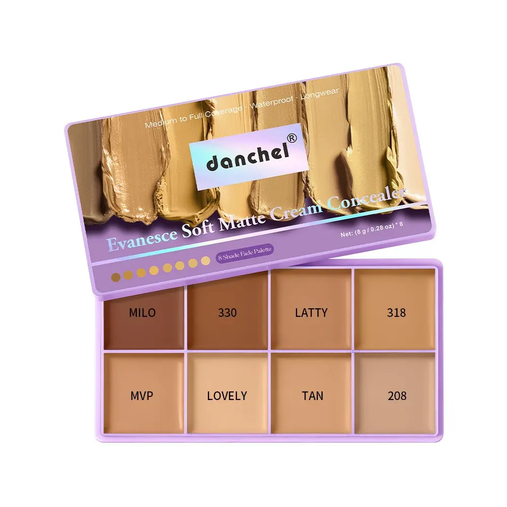8-Color Concealer Palette, Matte Finish, Under Eye Brightening, Lightweight and Breathable, Multi-Color Contouring Palette