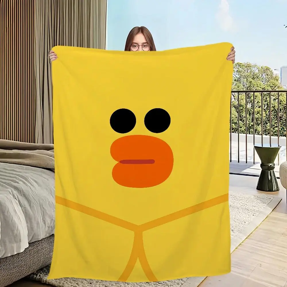 L-Line F-Friends Sally Duck Blanket Flannel Throw Blanket Funny Cartoon Design for Bedroom, Sofa Area, Travel and Home Decor