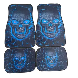 Upgrade Your Car Interior with Striking Blue Skull Floor Mats, Transform Every Drive Into a Statement, Unique Skull Style Design