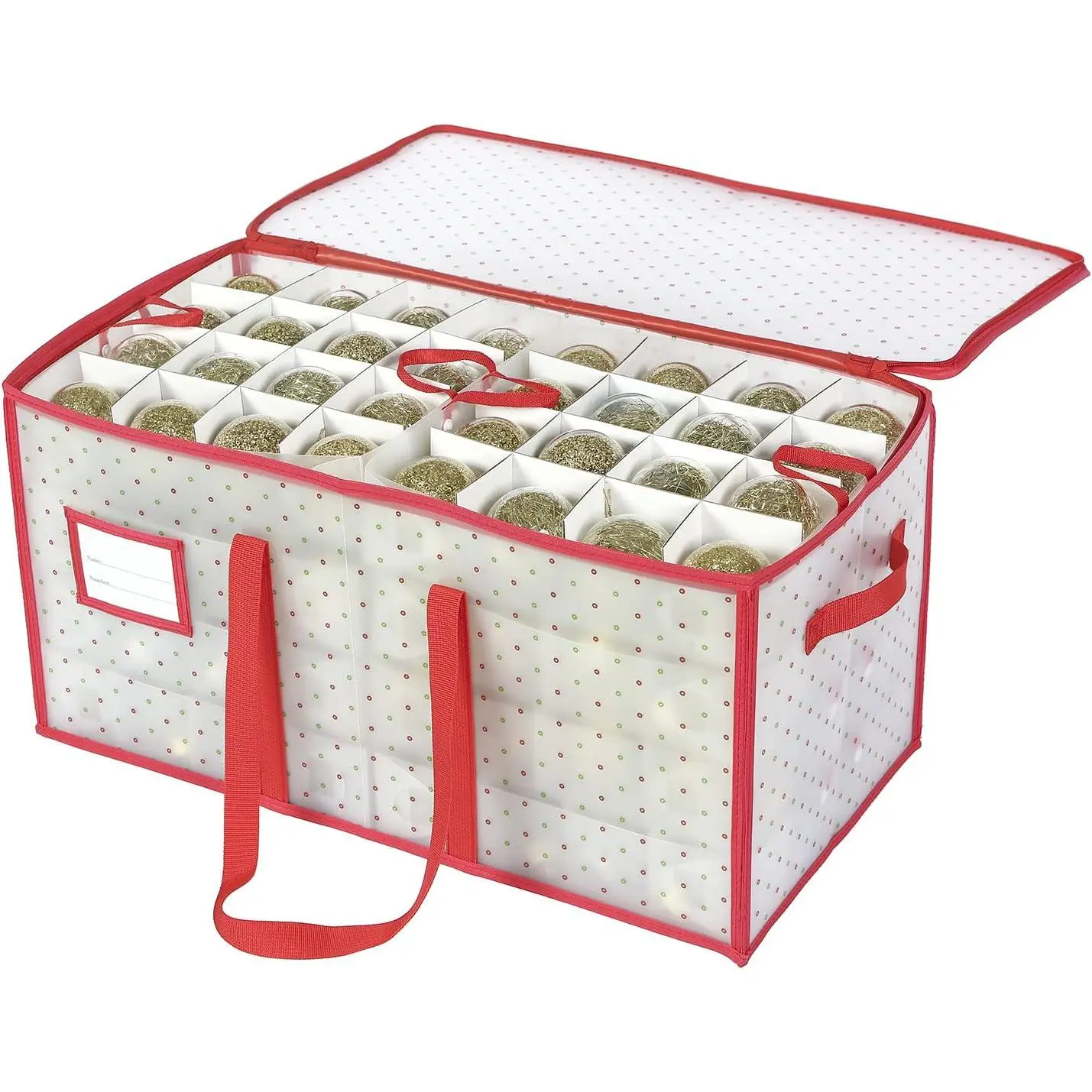 Plastic Christmas Ornament Storage Box with Trays,Customizable Dividers, Dust-Proof Durable Ornament Organizer Holder,Christmas Storage Containers,Holds 128 x 3 inch Ornaments