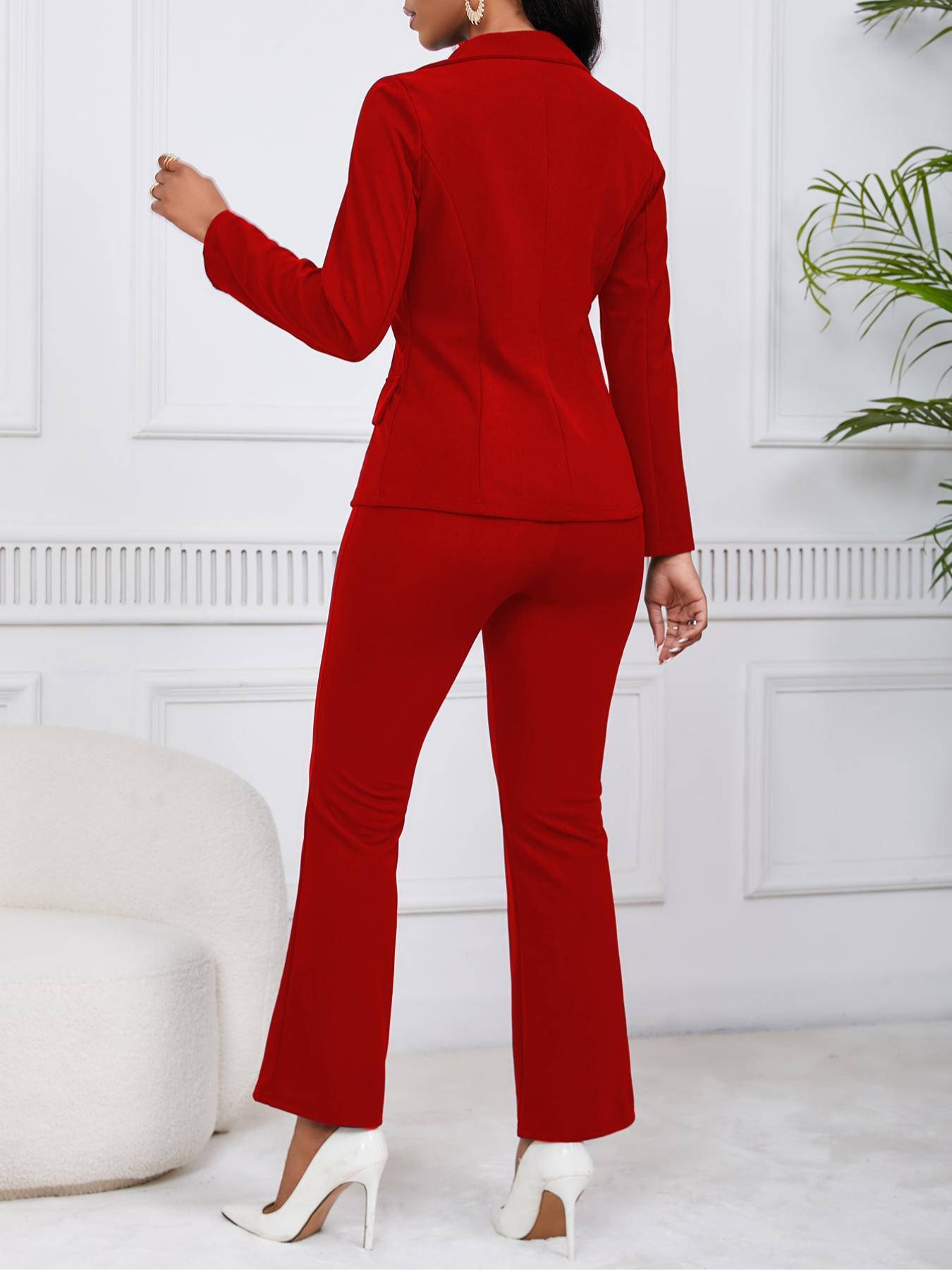 Women's Solid Color Lapel Neck Blazer & Blazer Trouser Two-piece Set, Casual Fitted Two Piece for Daily Outdoor Wear, Ladies Clothes for All Seasons, Women Suits, Business Attire Clothes, Formal Workwear