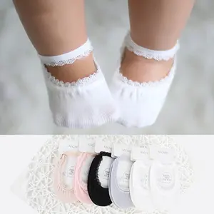 6 Pairs Baby Girl Lace-Up Socks Set, Cute Boat Socks for Kids, Soft Breathable Cotton Blend Ankle Socks for Spring & Summer, Y2K Aesthetic Princess Style Hosiery, Lightweight Comfortable Daily Wear Essentials for Girls, Perfect Gift for Newborns, Outings,