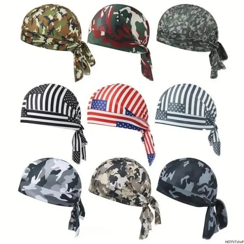 9-Pack Trendy Cooling Durag Headwrap Set, Moisture-Wicking Ultra-Breathable Stretchy Sports Headbands, Soft Snug-Fit Skull Caps, Versatile Bag Accessory for Daily Summer Outdoor Workout Activities