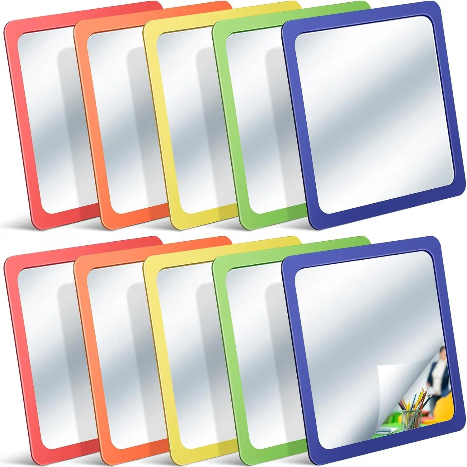 10 Pcs Small Mirrors for Kids 6 x 6 Inch Unbreakable Shatter Proof Acrylic Square Mirror Reflector for School Classroom Craft DIY Bathroom Multicolor