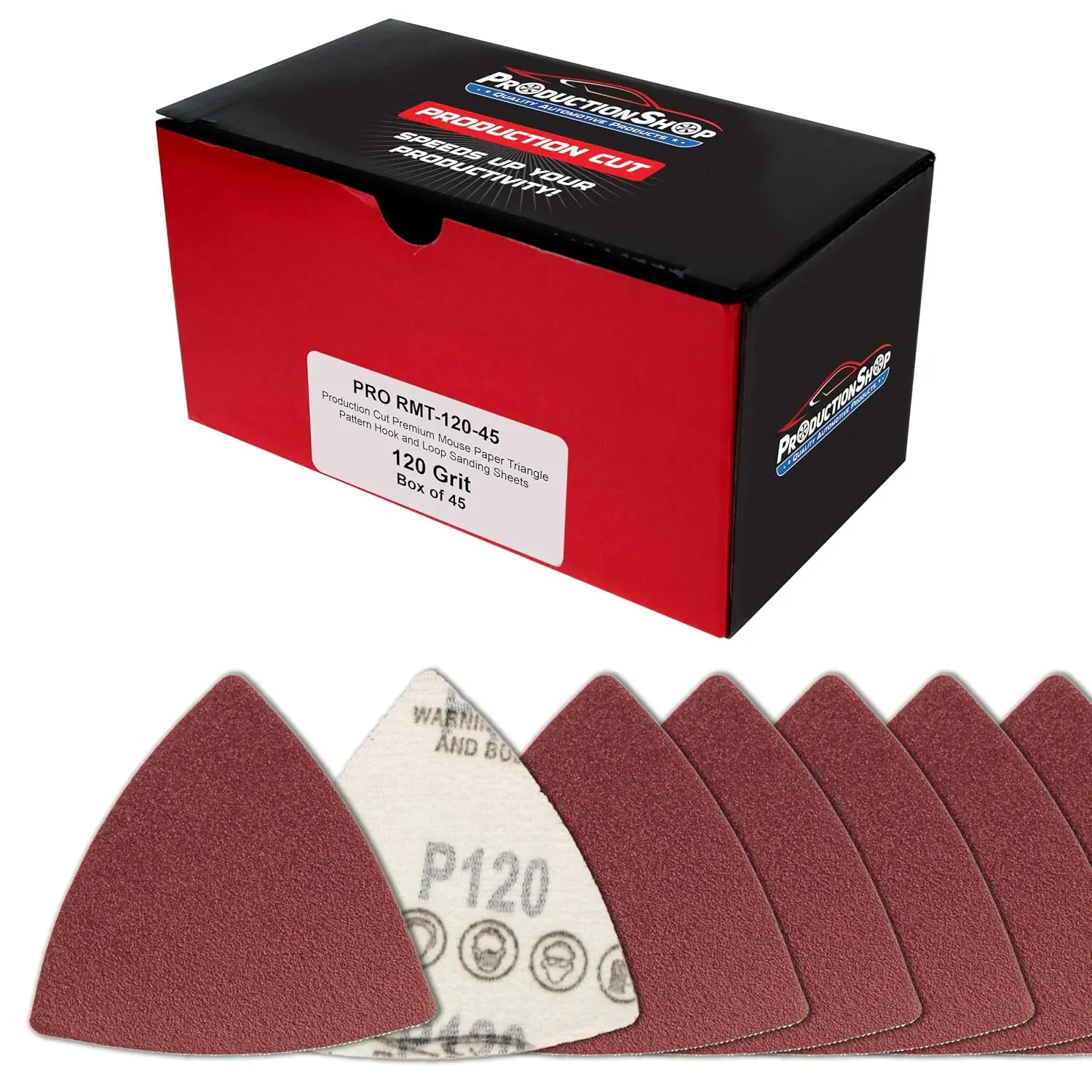 120 Grit Triangle  Detail Sander Sandpaper Sheets, Box of 45 - Hook & Loop, Triangular Shaped  Disc Pads - Oscillating Multi-Tools - Woodworking, Sand Furniture