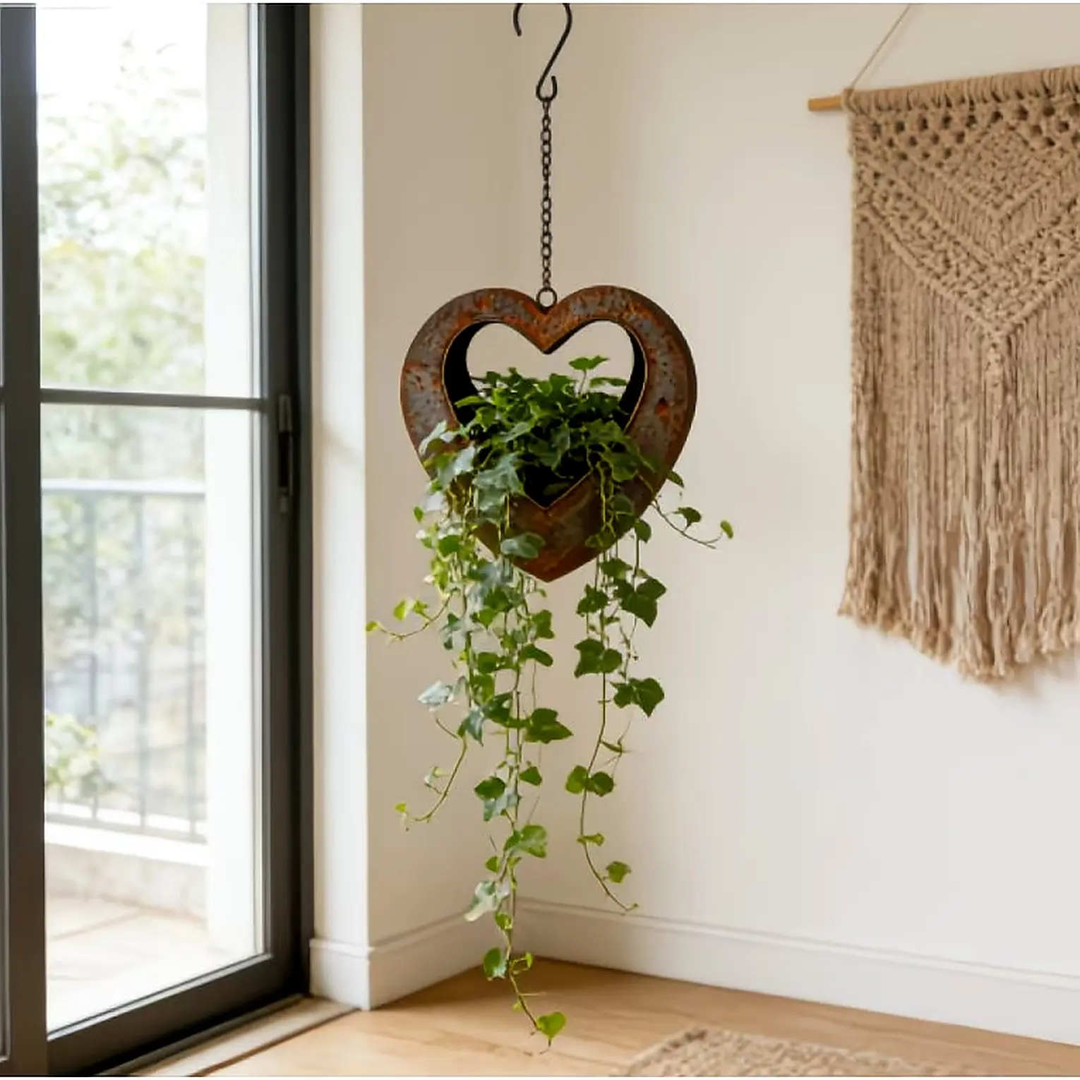 Vintage Rusty Heart Hanging Planter, Creative Iron Art Hollow Out Pendant Pot, Living Room Bedroom Balcony Decor, Holiday Gift, Balcony Planters, Plant Pots Indoor, Unique Pots