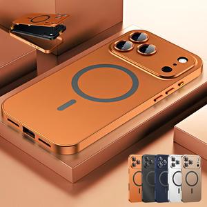 Alloy Aluminum Metal Frame with MagSafe Magnetic PC Backboard (Not a full metal case), Phone Case for iPhone 17 Pro Max 17 Air 17Pro 16 15 14 13 12 Pro Max, Ultra Thin Phone Cover with Full Coverage Lens Protector,Wireless Charging Durable Shockproof Case