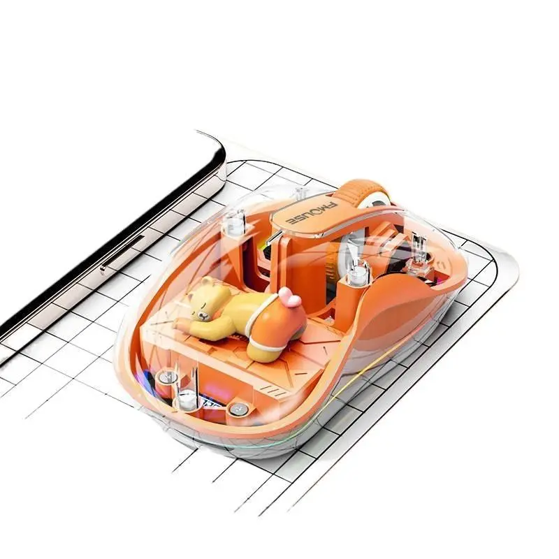 Doll Figurine Wireless Bluetooth Mouse with Transparent Cover - 3-Mode, Ergonomic, Magnetic, Rechargeable Gaming PC Accessory for PC & Laptop, Mechanical Keyboard Compatible, with Storage Case, Pc Accessories
