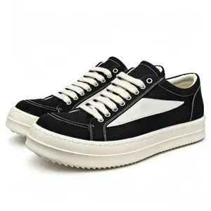 Black & White Low-Top Platform Sneakers  | Streetwear Style Canvas Shoes with Thick Sole, Ideal for Casual, Daily & Urban Wear