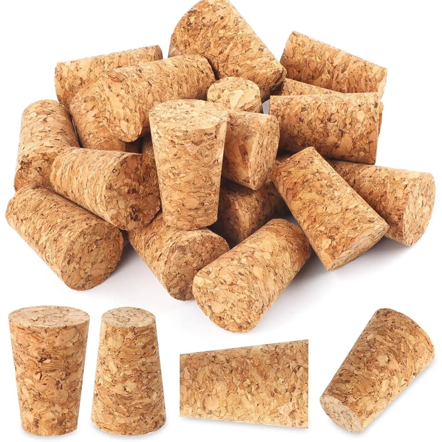 Wine Corks, 20 Pack Soft Wood Wine Bottle Corks, Wine Stoppers | Leakproof Tapered Corks, Wooden Replacement Wine Stoppers for Wine Beer Liquor Bottles, DIY Crafts