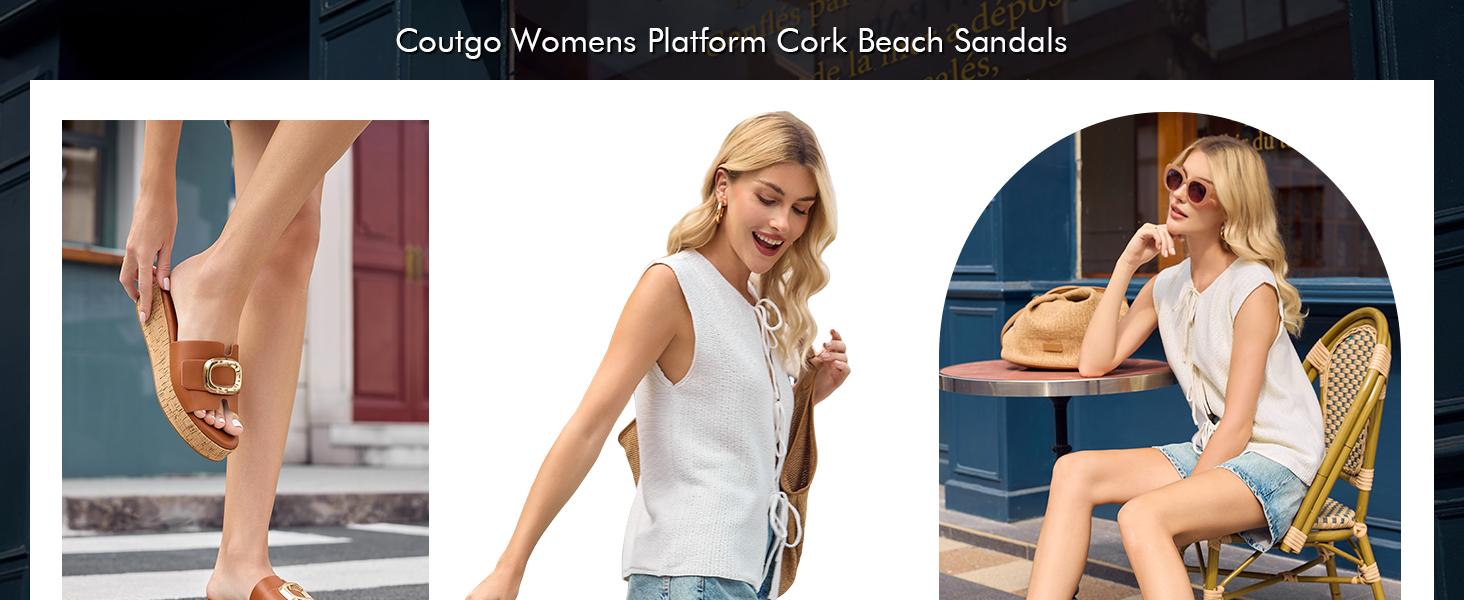 Fashare Womens Platform Sandals Cork Beach Slip on Wedges Metal Buckle Slides Open Toe Summer Shoes Fashare Womens Platform Sandals Cork Beach Slip on Wedges Metal Buckle Slides Open Toe Summer Shoes