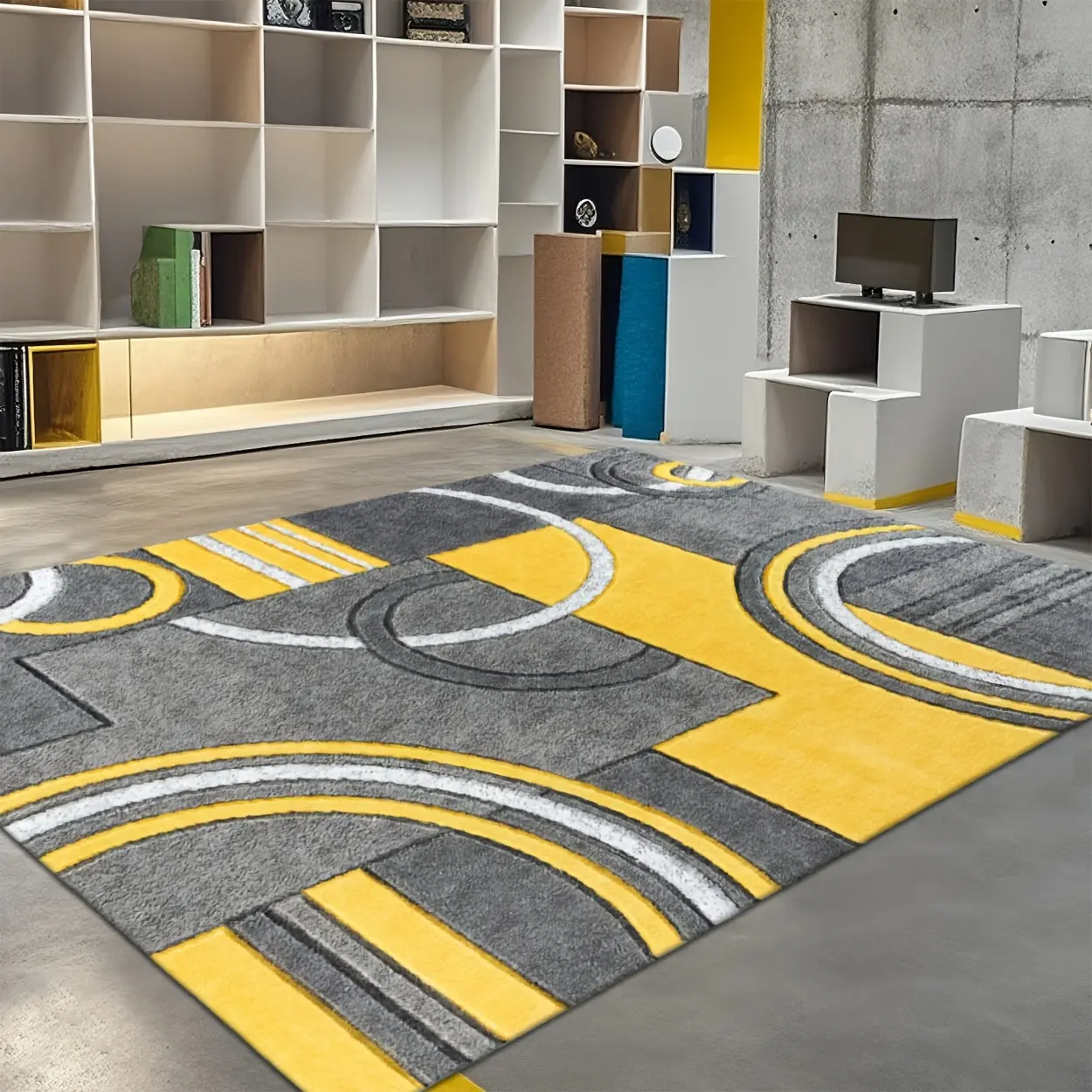 2D digital printing, exquisite geometric pattern commercial style carpet, commercial anti-slip mat, entrance mat, welcome mat, suitable for studios, exhibition halls, cafes, dessert shops, shopping malls, supermarkets, restaurants, offices, dance studios,