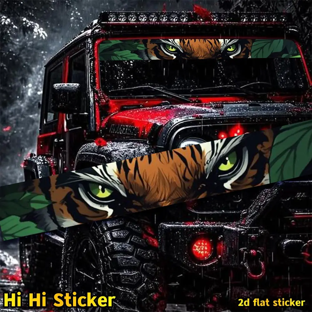 Jungle Tiger Eye Car Windshield Banner Sticker, Universal Front Back Windshield Wildlife Body Decoration, 1 Piece Automotive Decal