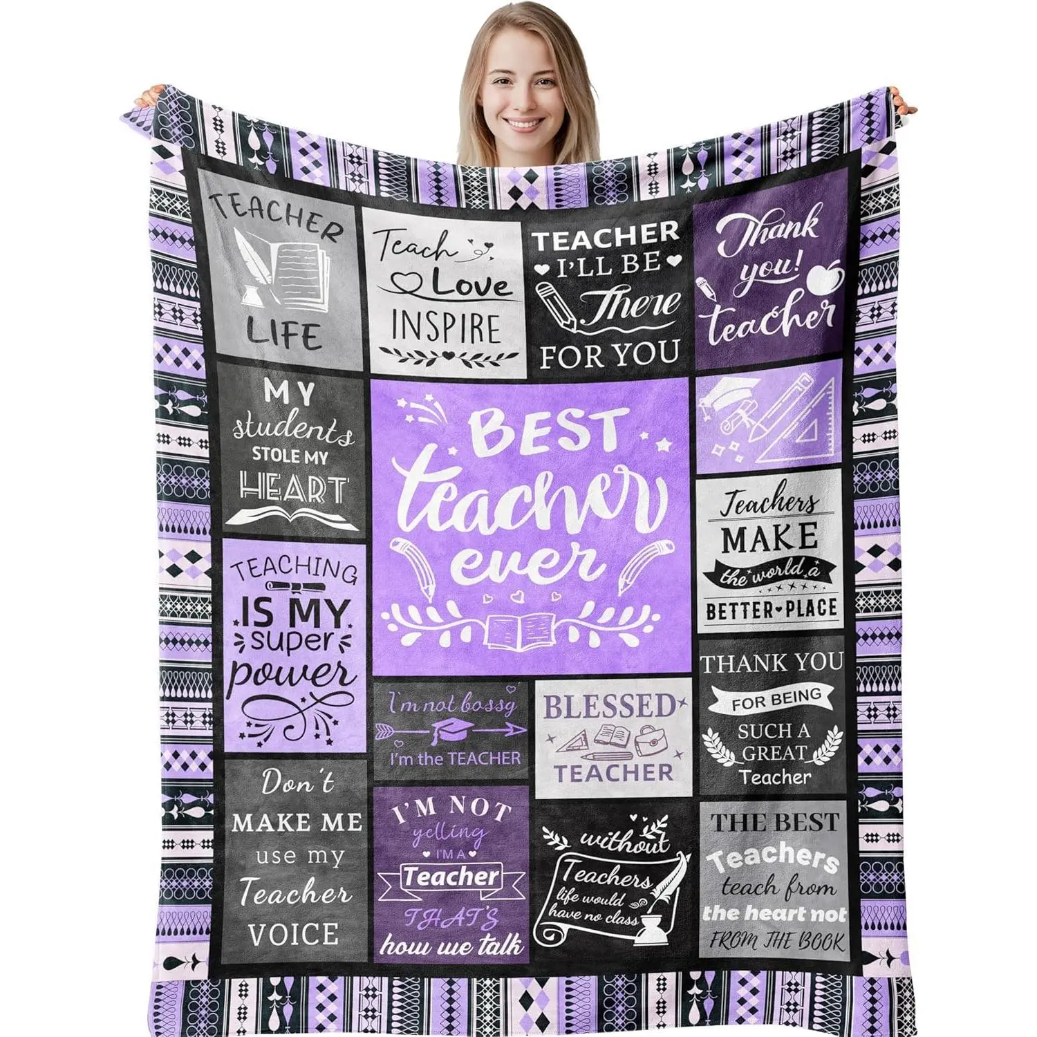 Teacher Appreciation Gifts, Teacher Gifts for Women, Gifts for Teachers, Best Teacher Birthday Gifts, Cool Teacher Retirement Gifts, Funny Teacher Gift Ideas, New Teacher Gifts Purple Blanket 60"X50"