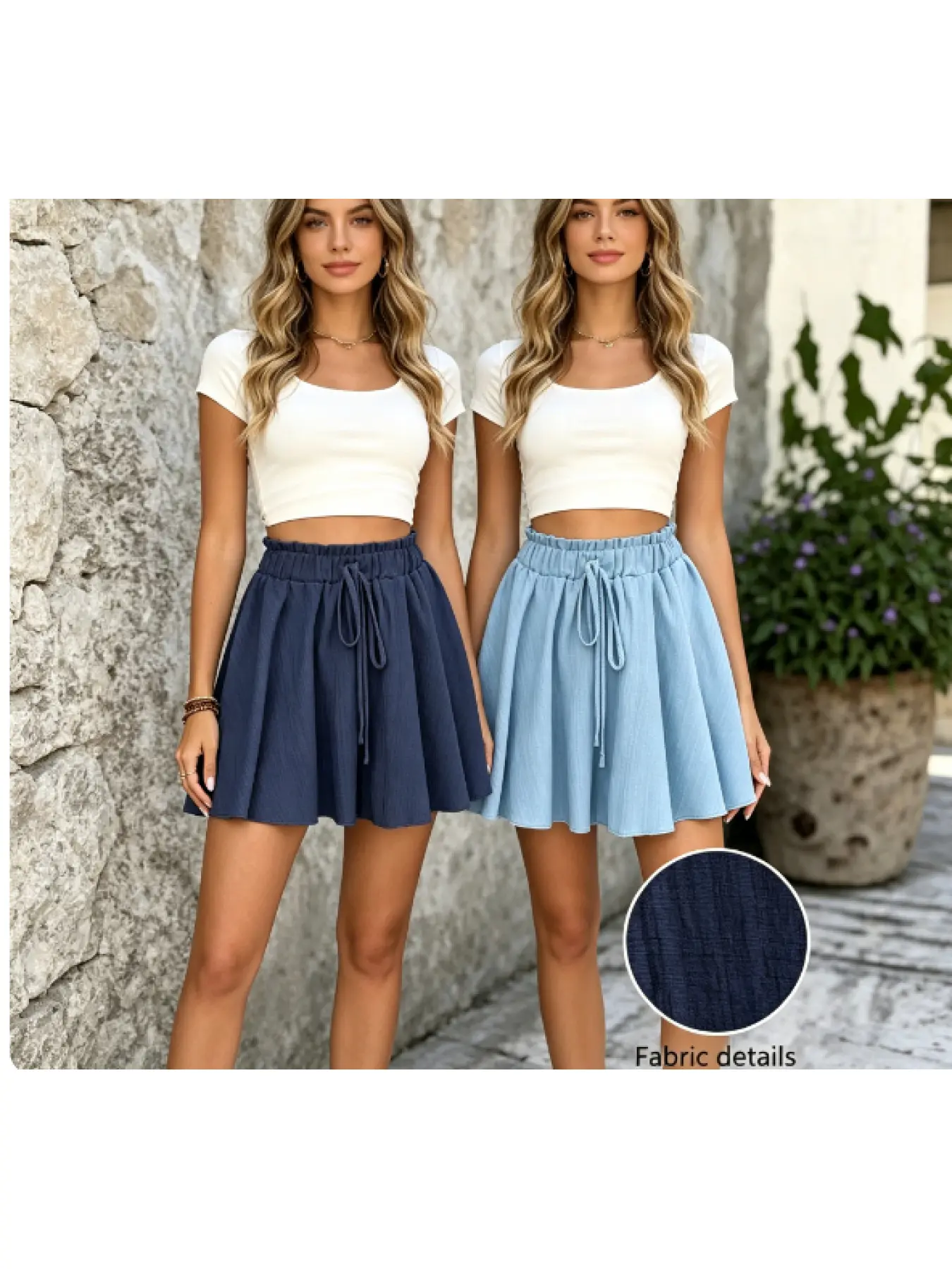 Summer Casual Flowy Mini Skirt, Drawstring Adjustable Lightweight Loose Short Skirt for Beach Date Home Daily Wear