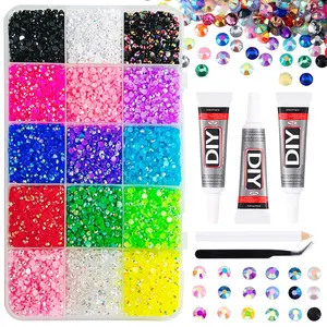 1Box 15 Colors Shinny AB Nail Rhinestones Bedazzling Kit Multi Sized Hot Selling Bling Rhinestone Nail Charms DIY Clothing Hairpin Nails Accessories Nail Gems