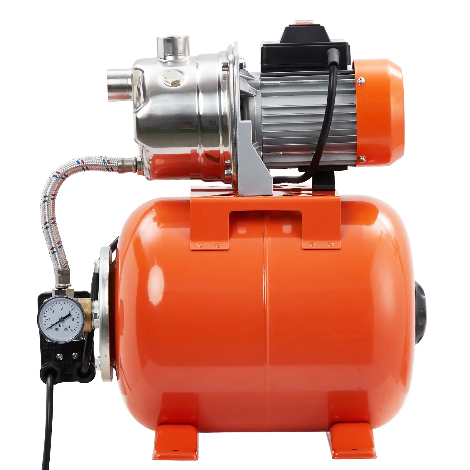 Stainless Steel 3/4 HP Shallow Well Pump – 790 GPH, 40m Max Head, 6.1m Suction – Automatic 19-38 PSI Pressure Tank – for Home, Farm, Garden Irrigation